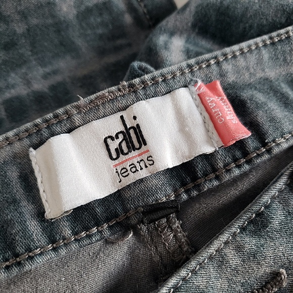 CAbi Blue Gray Grid Tie Dye Curvy Skinny Jeans 8 - Picture 4 of 7